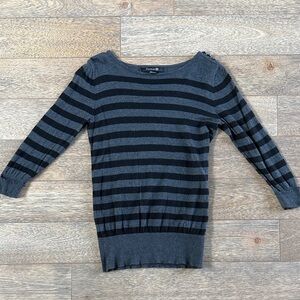 Charcoal and Black Striped Women's Sweater Size S